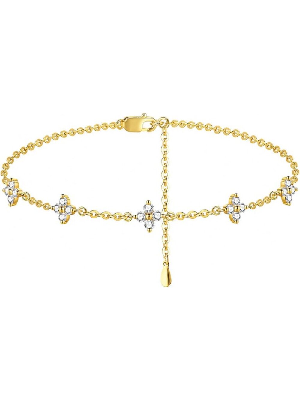 Stunning Moissanite Bracelet for Women - 14K Gold Plated Clover Design